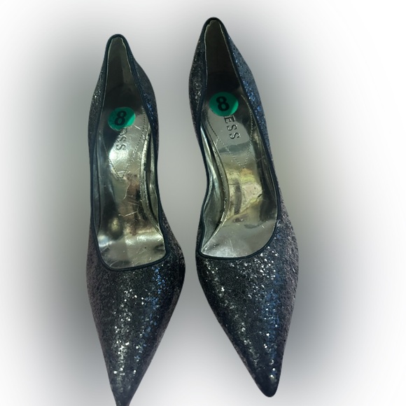Y2K Guess Black Glitter pointed toe stiletto Heels - Picture 8 of 11